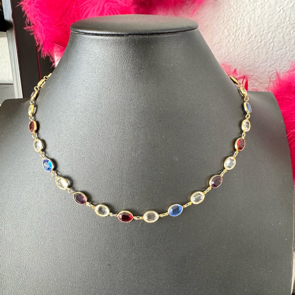 Vintage Multicolor Crystal Minimalist Necklace